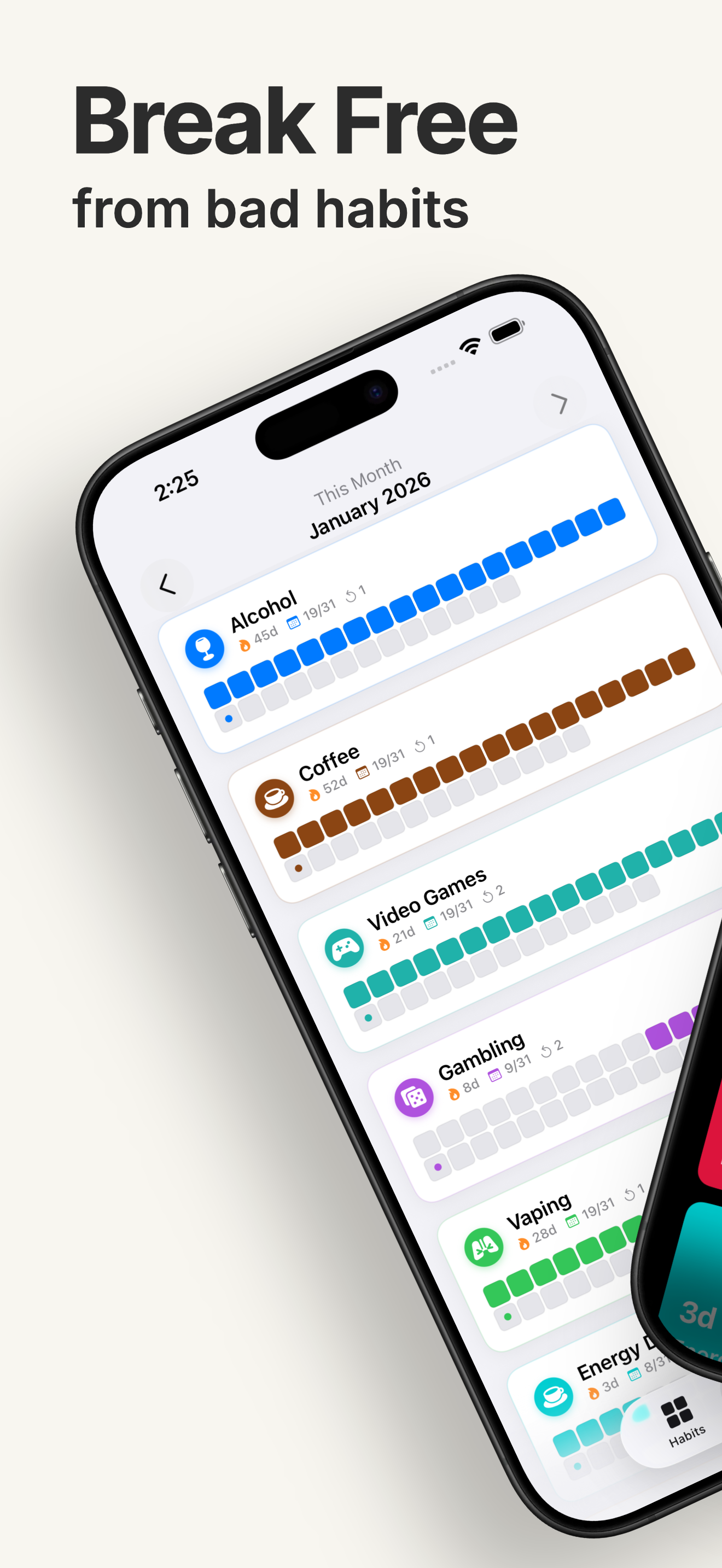 Habit Quit - Track your days with a single tap