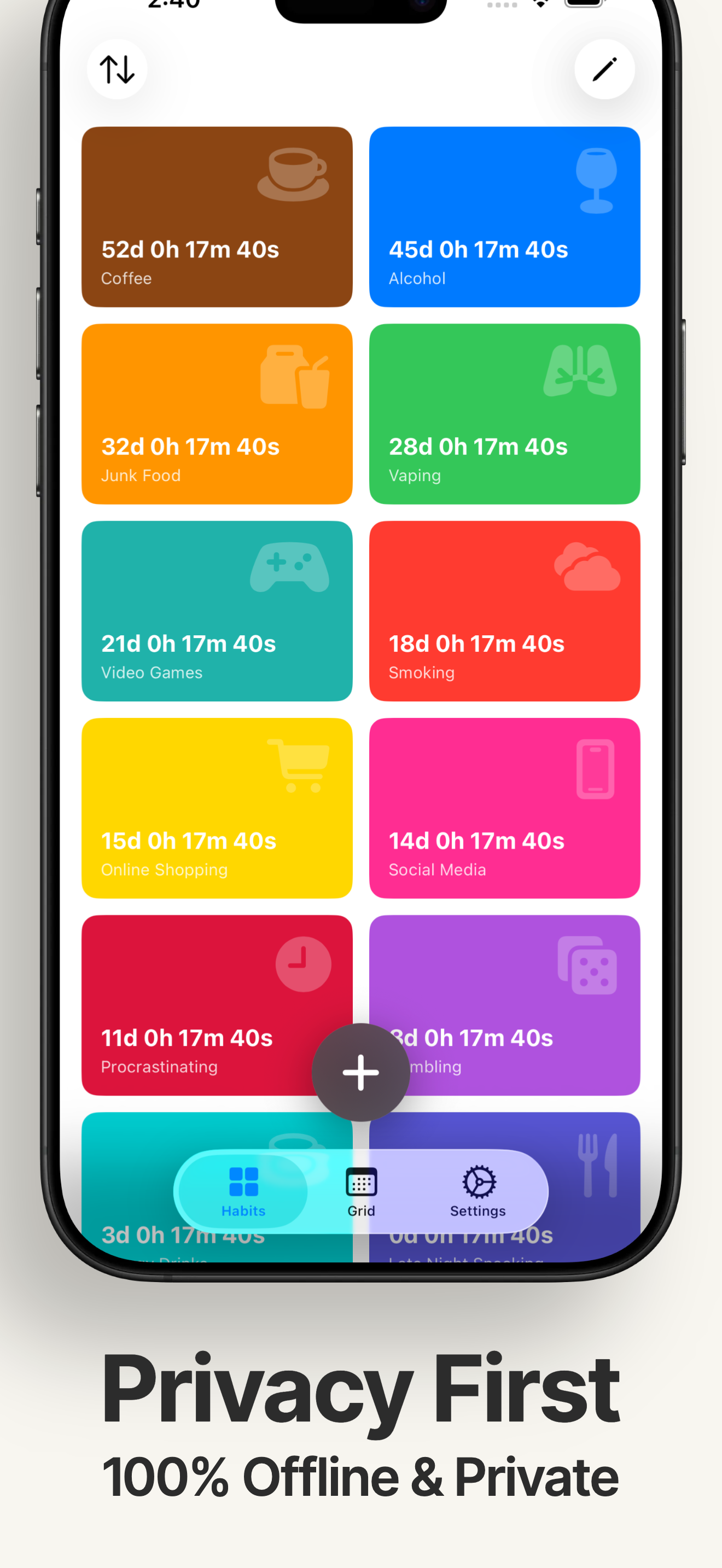 Habit Quit - Home screen widgets